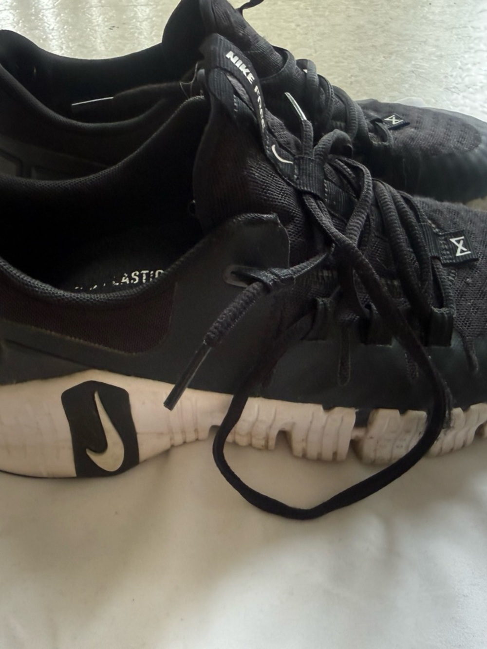 Nike Black Knit Running Shoes with White Insole Text
